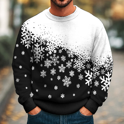 Diagonal Snowflake Color Block Sweater