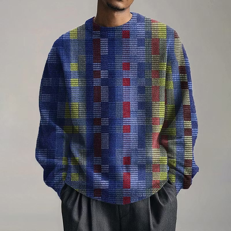 Layered Pixel Check Sweater