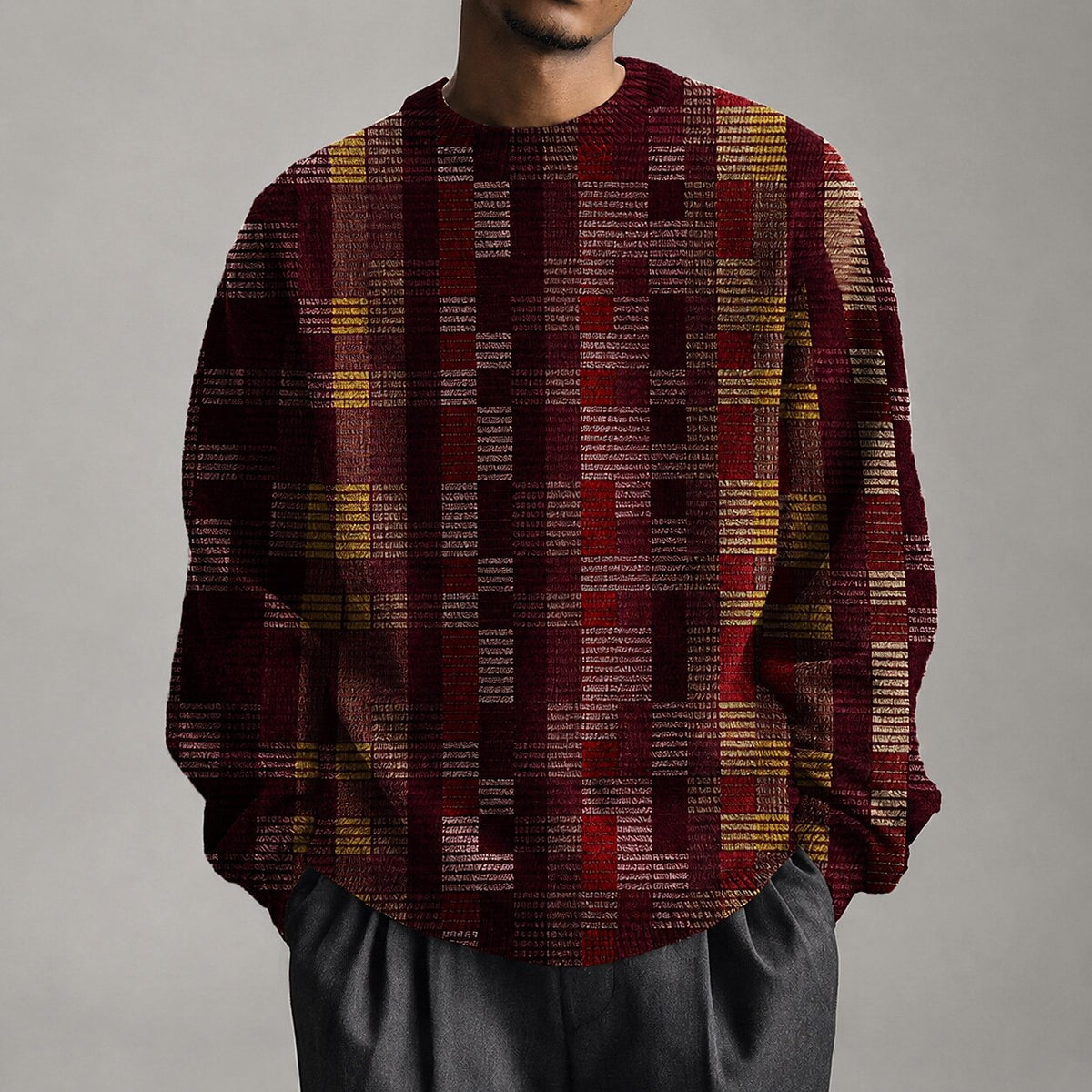 Layered Pixel Check Sweater