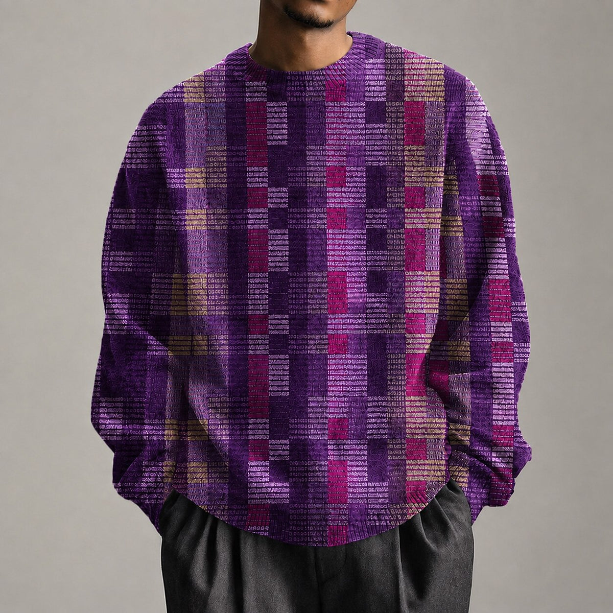 Layered Pixel Check Sweater