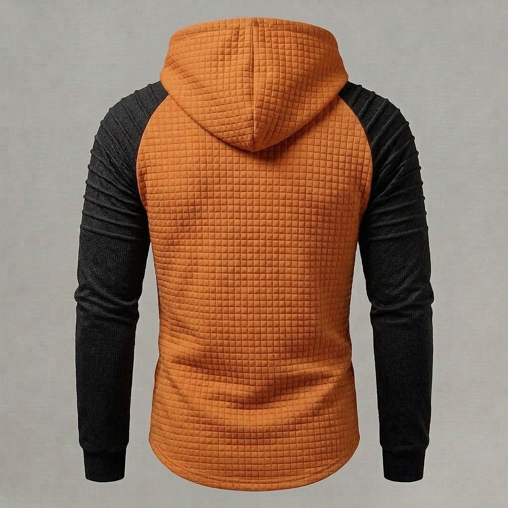 Color Block Waffle Lace-Up Hoodie