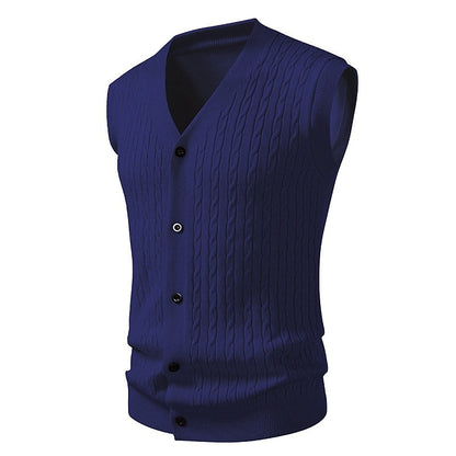 Diagonal Cable Cardigan Vest
