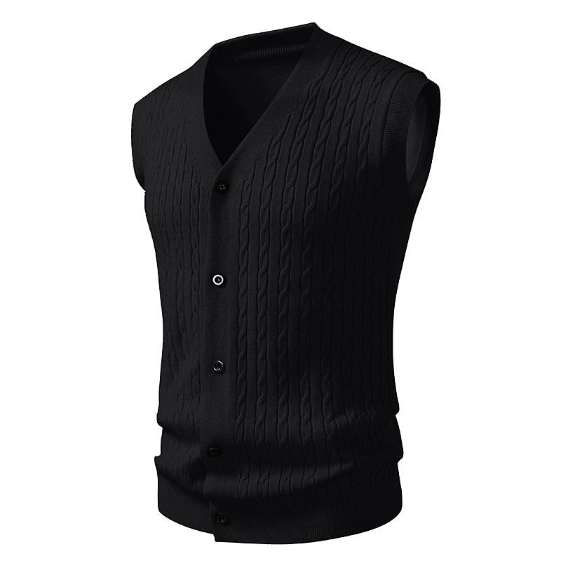 Diagonal Cable Cardigan Vest