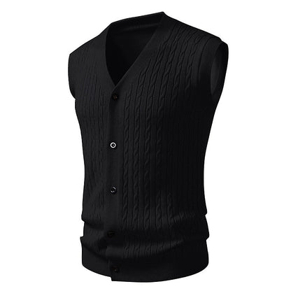 Diagonal Cable Cardigan Vest