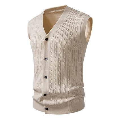 Diagonal Cable Cardigan Vest