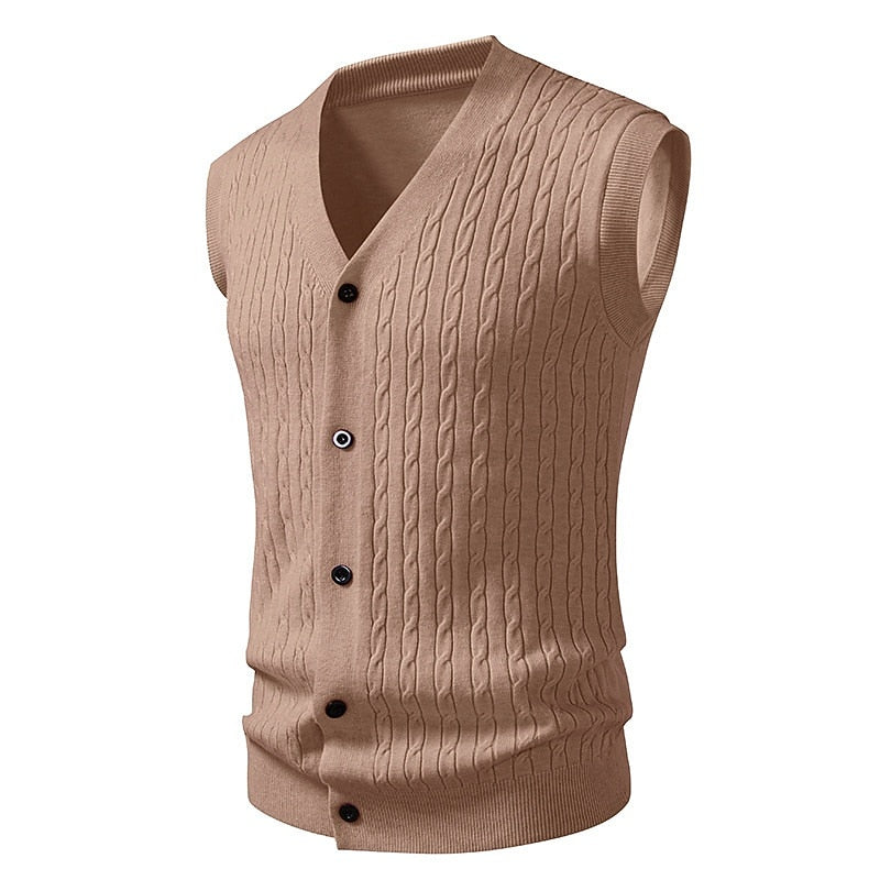 Diagonal Cable Cardigan Vest