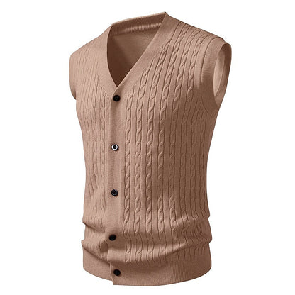 Diagonal Cable Cardigan Vest
