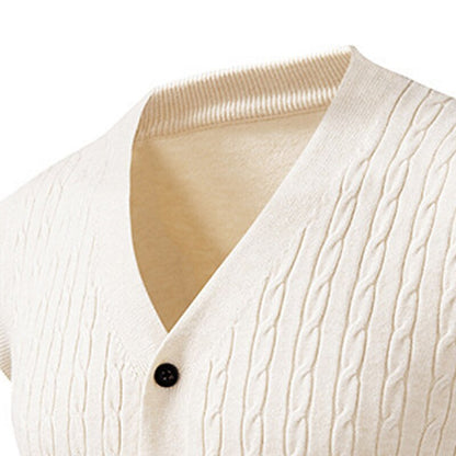 Diagonal Cable Cardigan Vest