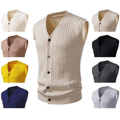 Diagonal Cable Cardigan Vest