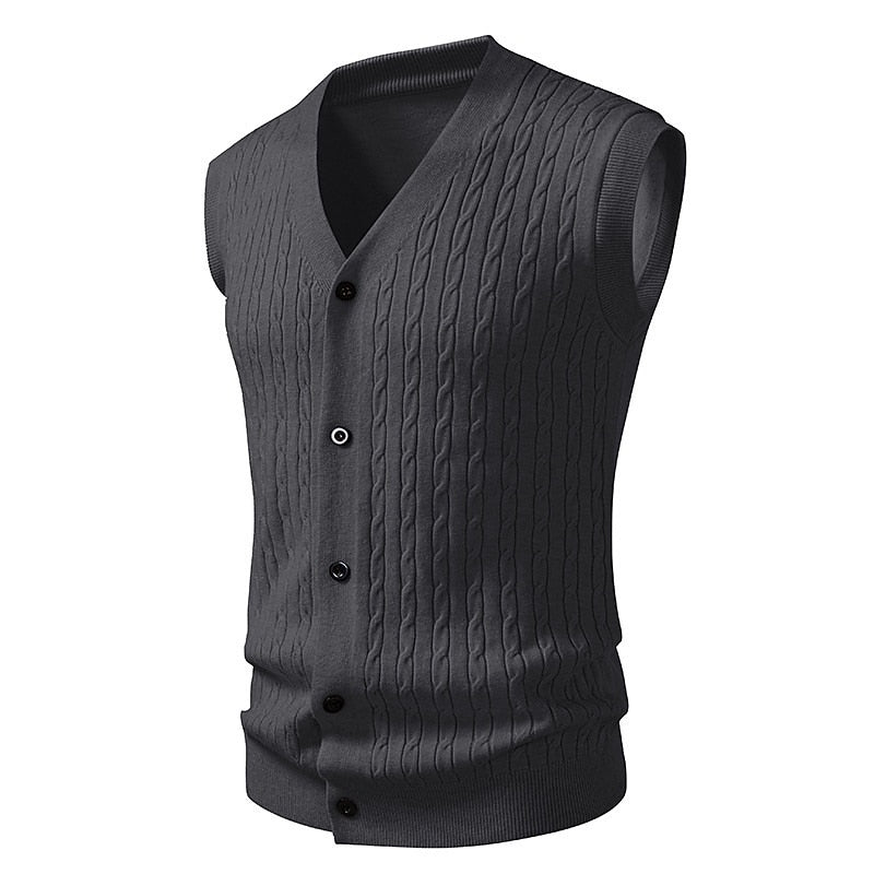 Diagonal Cable Cardigan Vest