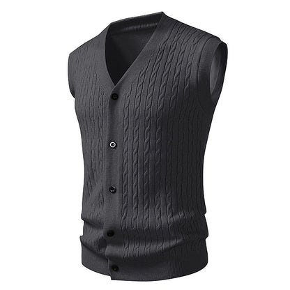 Diagonal Cable Cardigan Vest