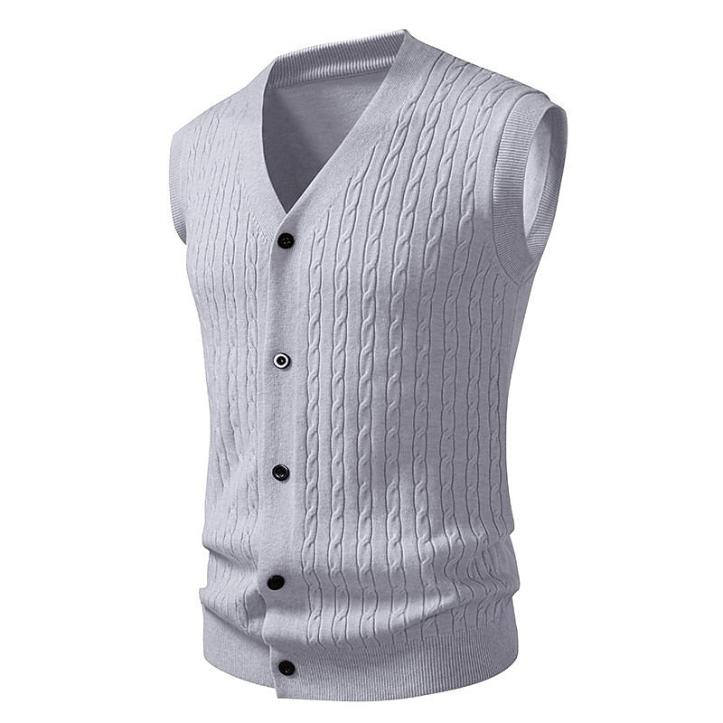 Diagonal Cable Cardigan Vest