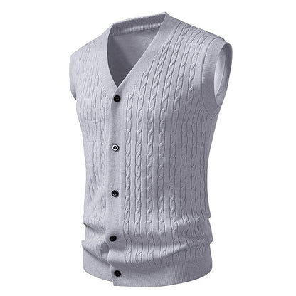 Diagonal Cable Cardigan Vest