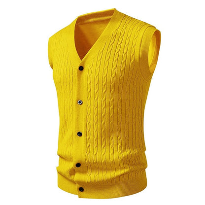 Diagonal Cable Cardigan Vest