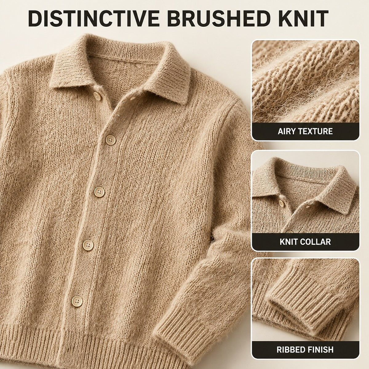Plush Foldover Collar Cardigan