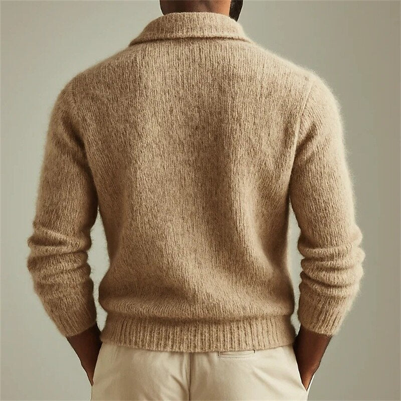 Plush Foldover Collar Cardigan