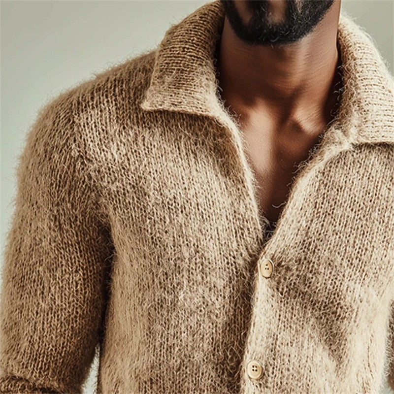Plush Foldover Collar Cardigan