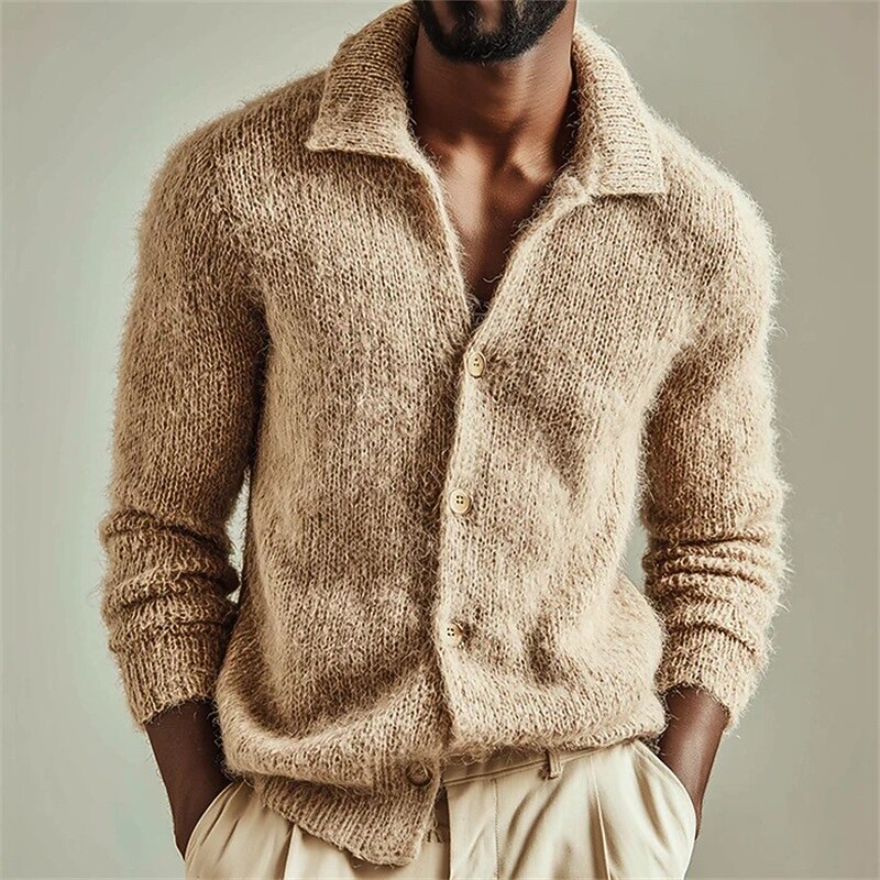 Plush Foldover Collar Cardigan