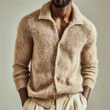 Plush Foldover Collar Cardigan