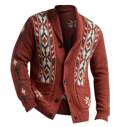 Tribal Diamond Shawl-Collar Cardigan