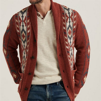 Tribal Diamond Shawl-Collar Cardigan