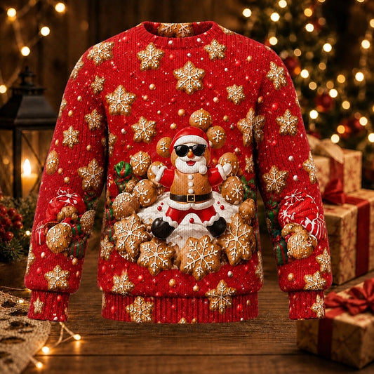 Sunglasses Santa Ornament Christmas Sweater