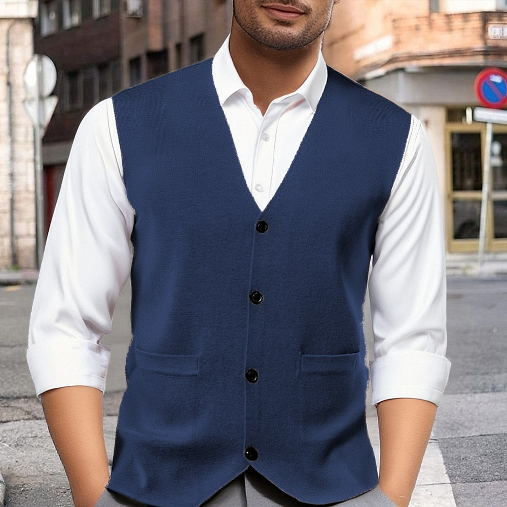 Classic Buttoned Cardigan Vest