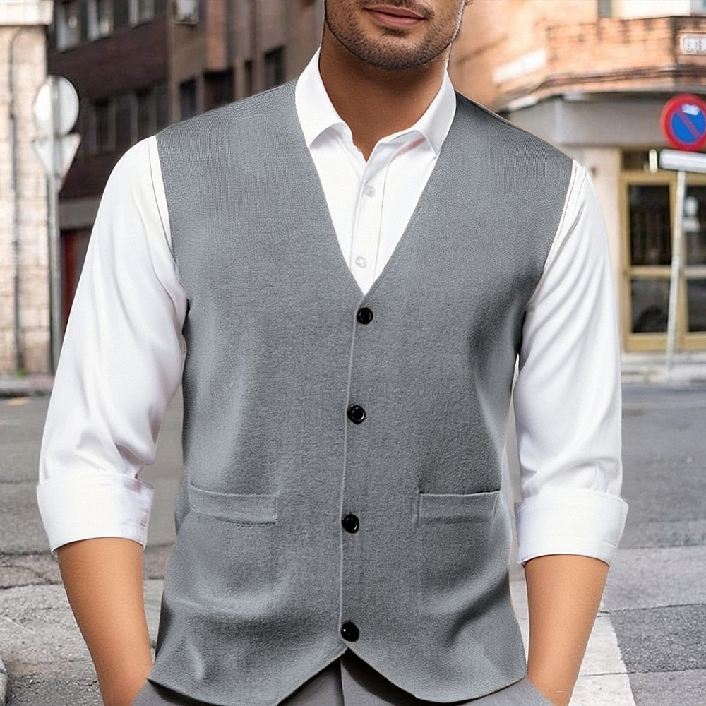 Classic Buttoned Cardigan Vest