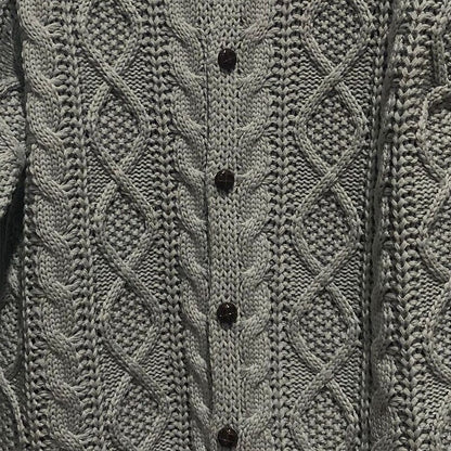 Raised Cable Stand-Collar Cardigan