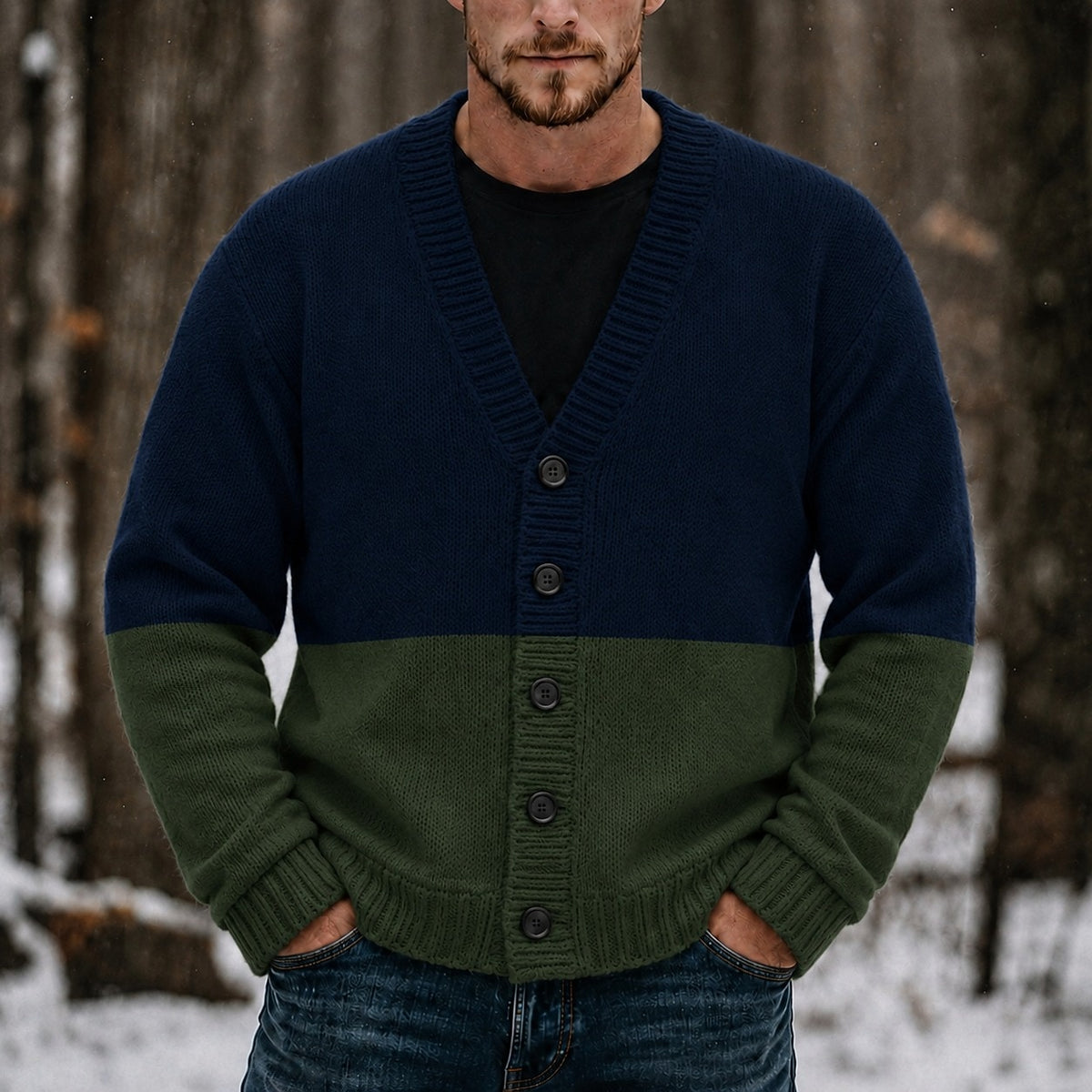 Two-Panel Color Block Cardigan