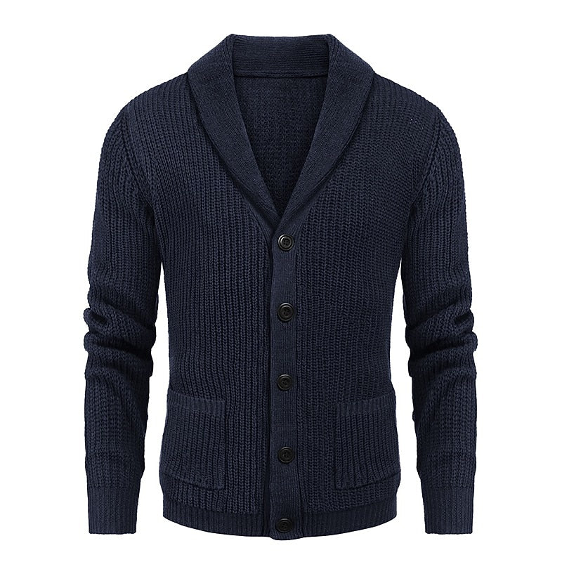 Ribbed Shawl Pocket Cardigan