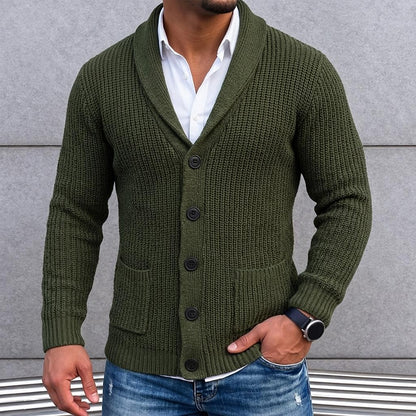 Ribbed Shawl Pocket Cardigan