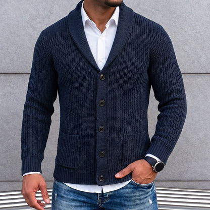 Ribbed Shawl Pocket Cardigan