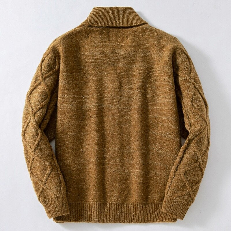 Loop Pattern Shawl-Collar Cardigan