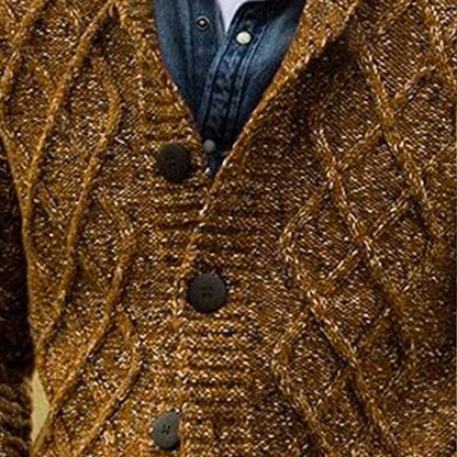 Loop Pattern Shawl-Collar Cardigan