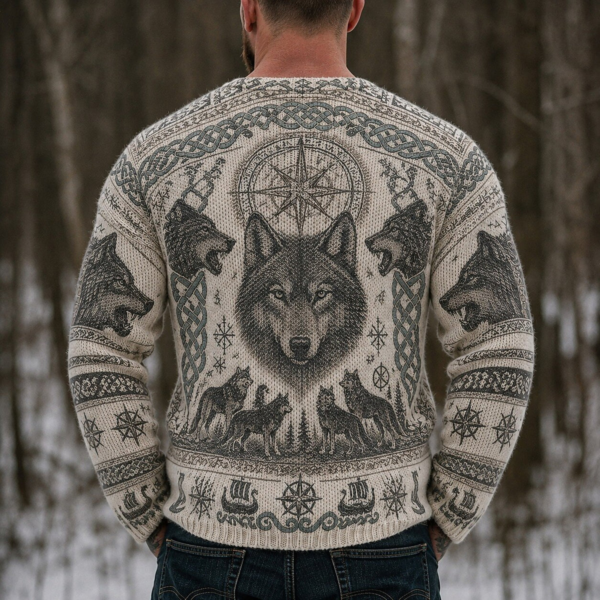 Wolf and Raven Forest Sweater