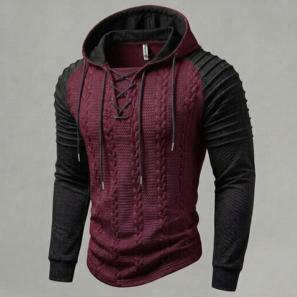 Cable Knit Lace-Up Hoodie