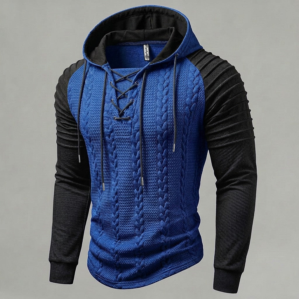 Cable Knit Lace-Up Hoodie