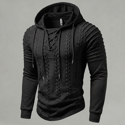 Cable Knit Lace-Up Hoodie