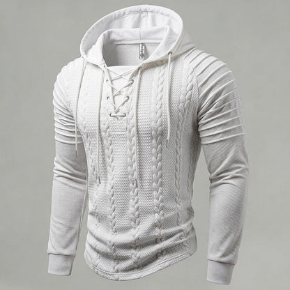 Cable Knit Lace-Up Hoodie