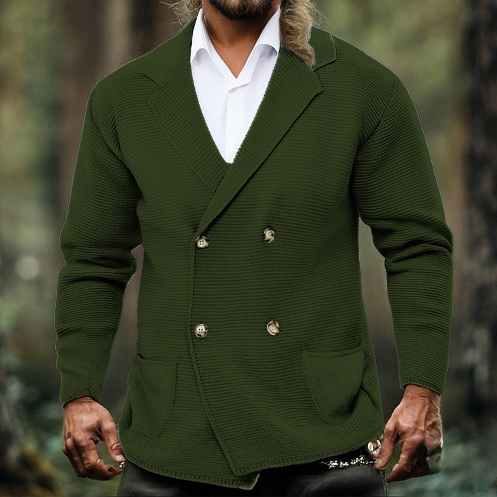 Notched Lapel Knit Cardigan