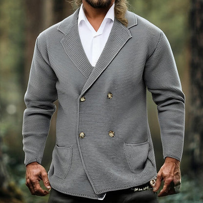Notched Lapel Knit Cardigan