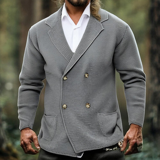 Notched Lapel Knit Cardigan