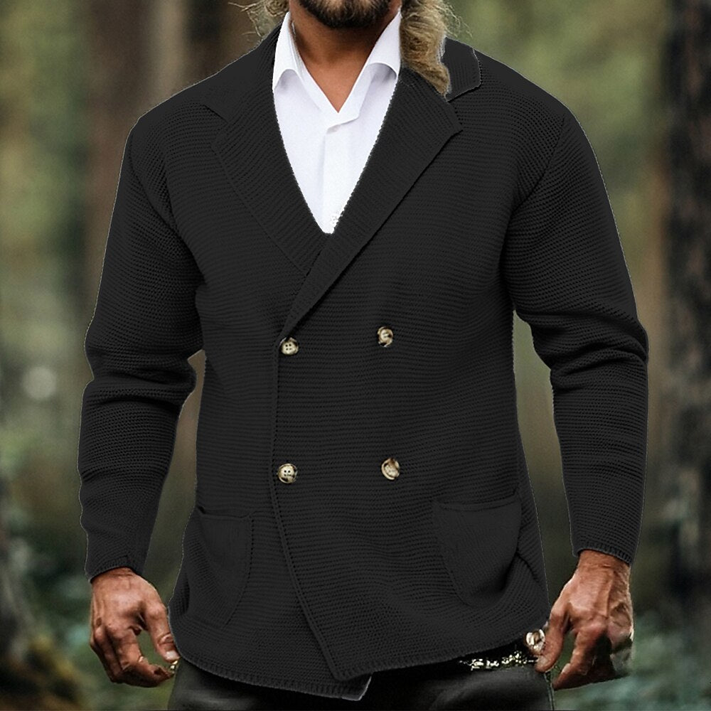 Notched Lapel Knit Cardigan