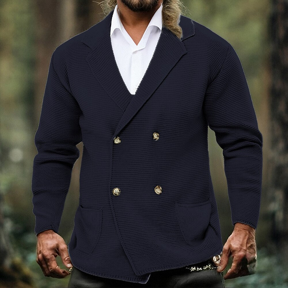 Notched Lapel Knit Cardigan