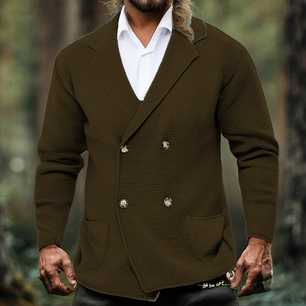 Notched Lapel Knit Cardigan