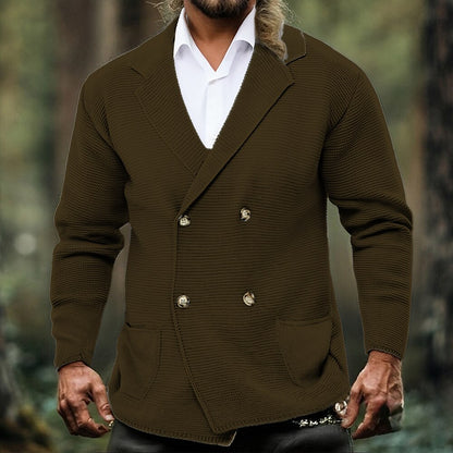 Notched Lapel Knit Cardigan