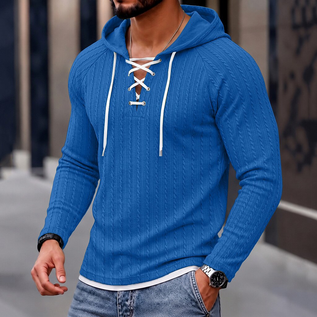Layered Hem Lace-Up Hoodie