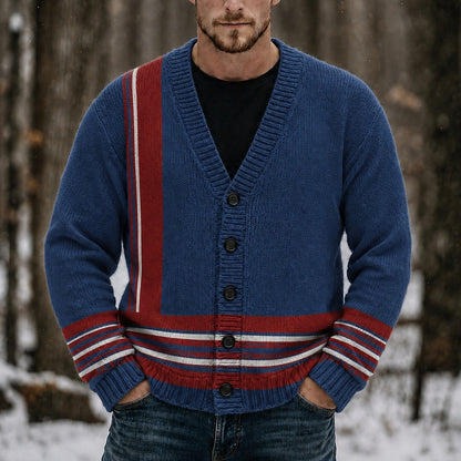 Border Stripe Color Block Cardigan
