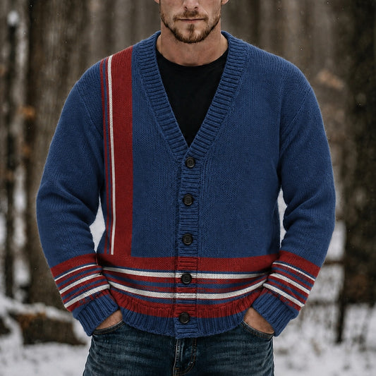 Border Stripe Color Block Cardigan